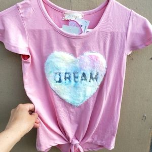 Girl's Pink Shirt Front-Tie Top